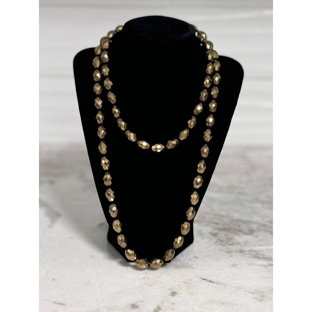 Vintage Club Monaco Hand Knotted Heavy Acrylic Faceted Beaded Necklace 39in
